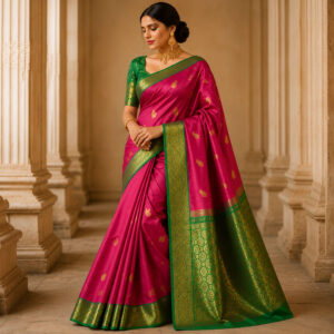 Kanjivaram Silk Saree with ready to wear blouse